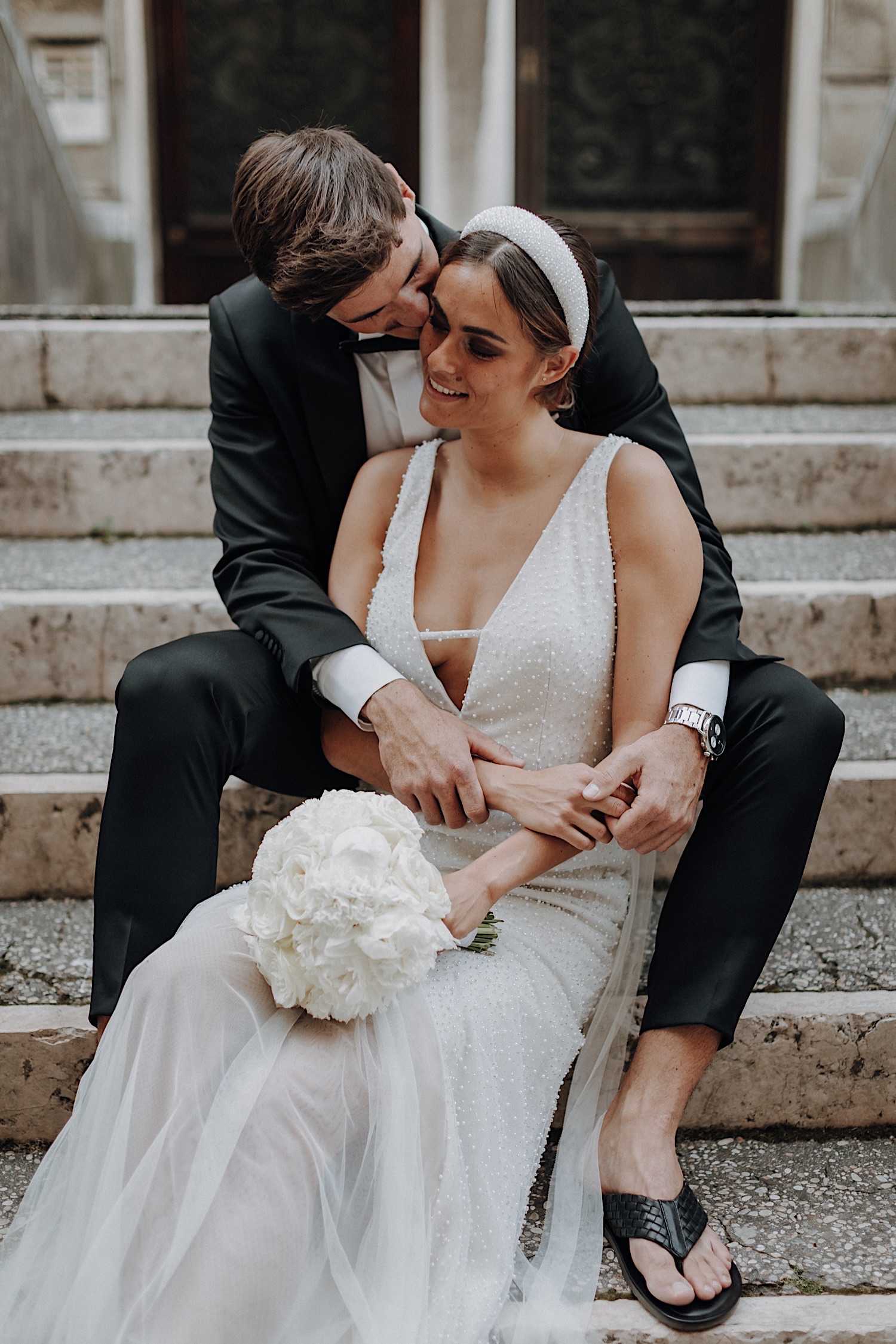 Venedig Elopement Inspiration, Brautpaar, Braut, Fashionista, Smoking