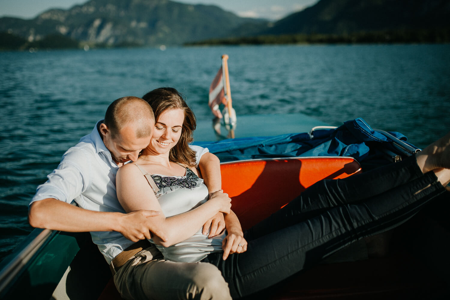Verlobungsshooting, Engagement, Mondsee, Salzburg, Sonnenuntergang