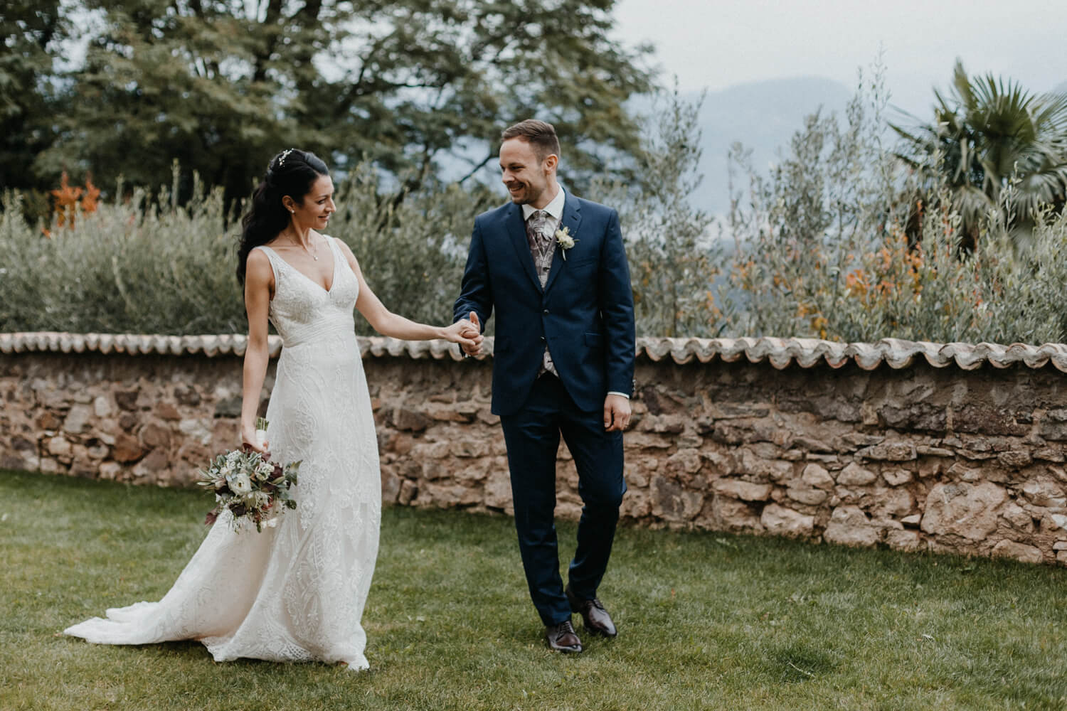 Hochzeit Schloss Freudenstein bei Meran, Braut und Bräutigam, Paarshooting