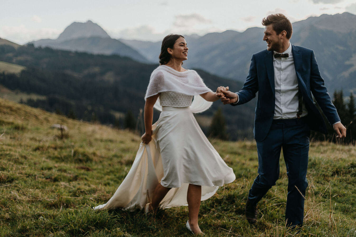 Elopement, Berge, Paarshooting, Sonnenuntergang