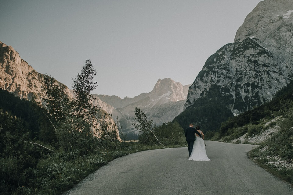 Hochzeit am Achensee, Brautpaar, Sonnenuntergang, Berge, Shooting