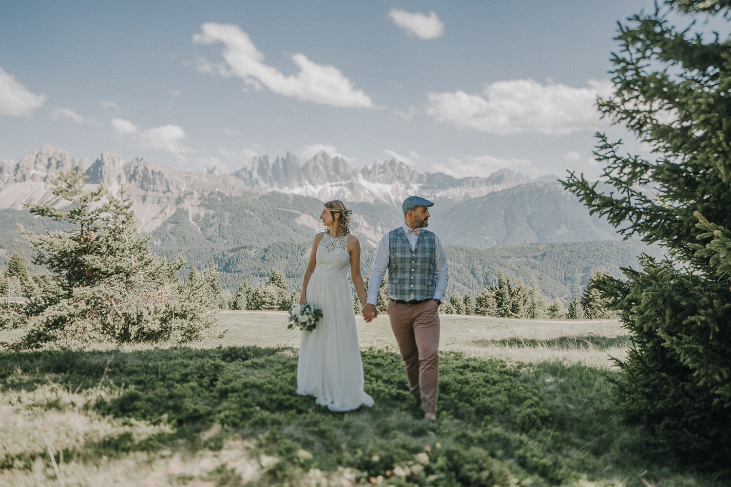  After Wedding Shooting in den Dolomiten, Vintage, Brautpaar, Shooting